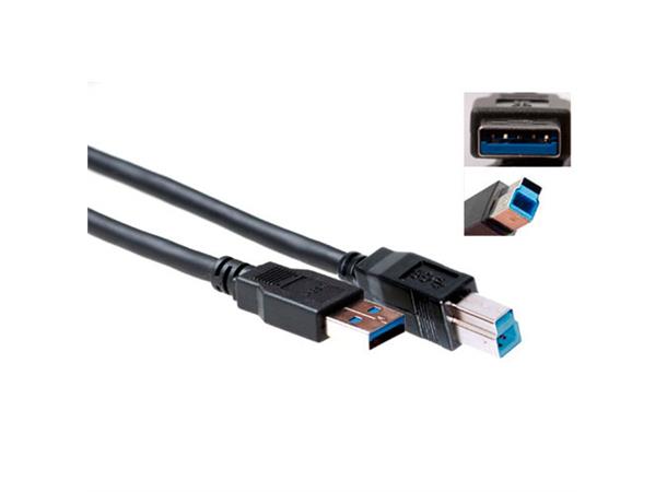 ACT USB3 Kabel A-B -  1,0 m A-B USB Kabel Sort 